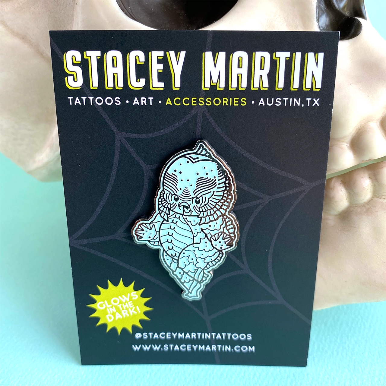 STACEY MARTIN TATTOOS RICKY THE WEE MONSTER BABE ENAMEL PIN