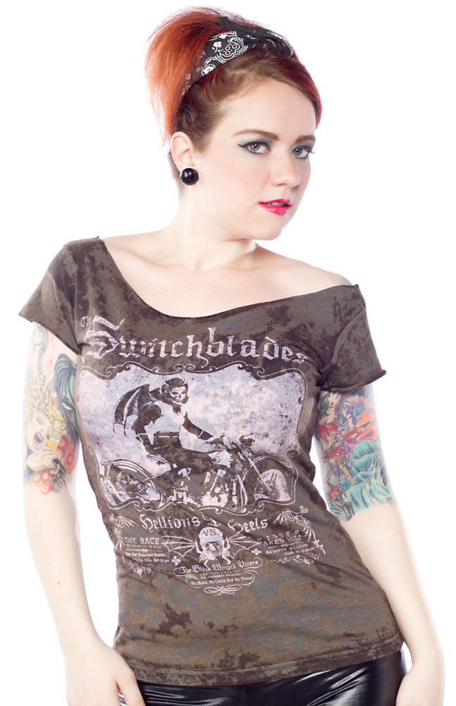 SERPENTINE THE SWITCHBLADES OFF THE SHOULDER TEE