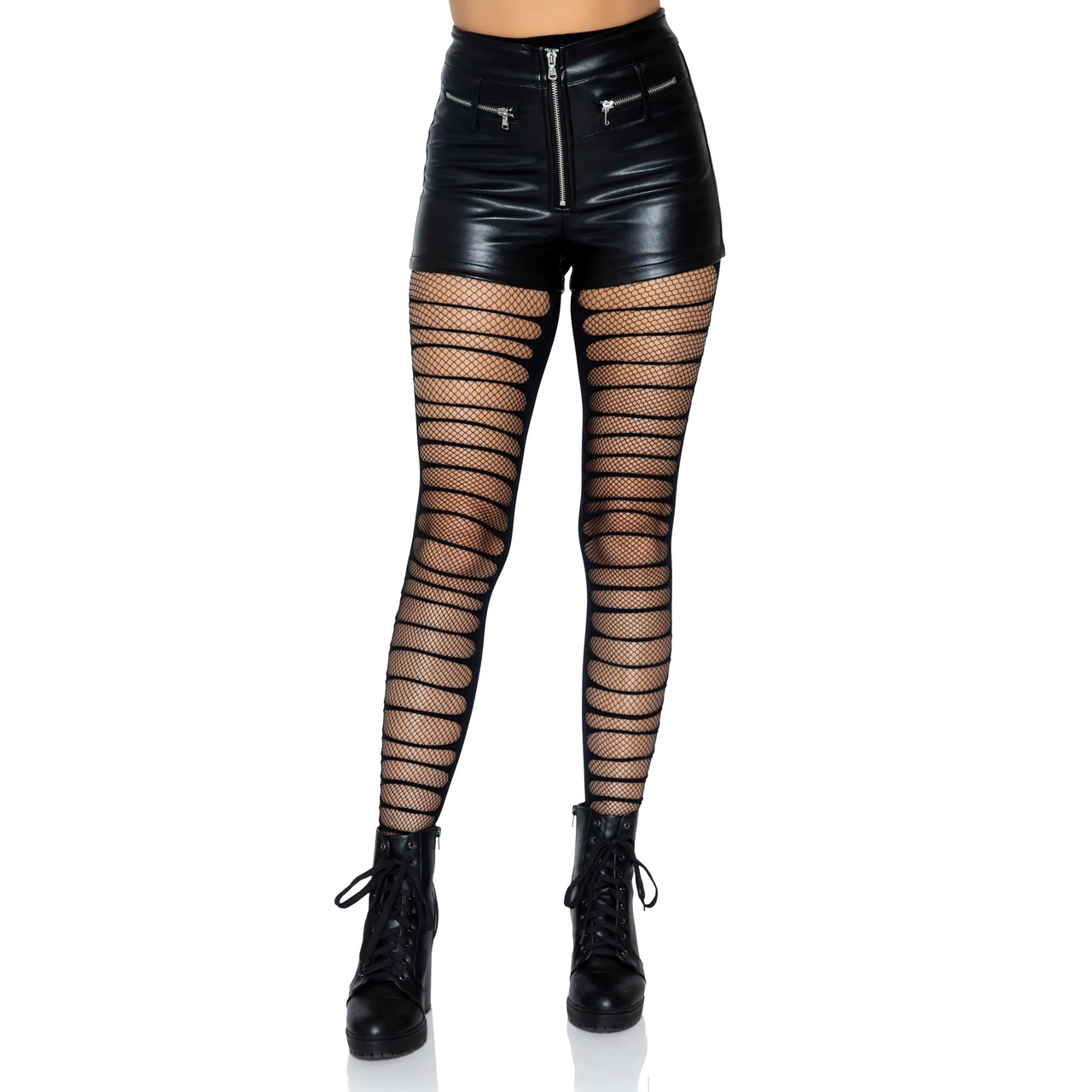 DOUBLE LAYER SHREDDED FISHNET TIGHTS