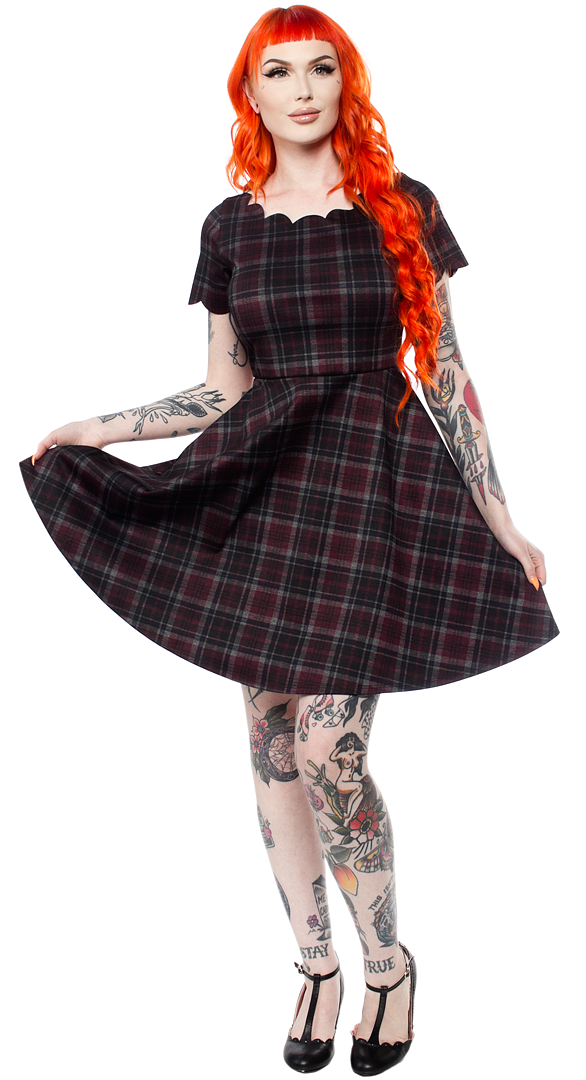 SMAK PARLOUR CHARMED FIT AND FLARE DRESS PLAID