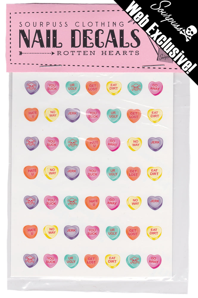 SOURPUSS WEB EXCLUSIVE ROTTEN HEARTS NAIL DECAL