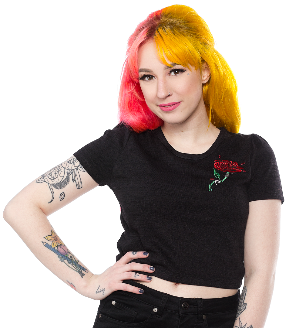 SOURPUSS BARBED WIRE ROSE KNIT CROP TOP