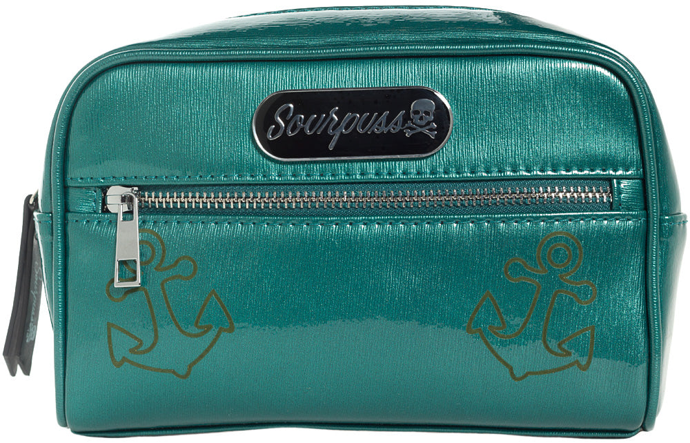 SOURPUSS BETSY ANCHOR MAKEUP BAG TEAL ----retired----11/21/2016