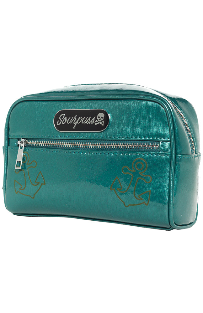 SOURPUSS BETSY ANCHOR MAKEUP BAG TEAL ----retired----11/21/2016