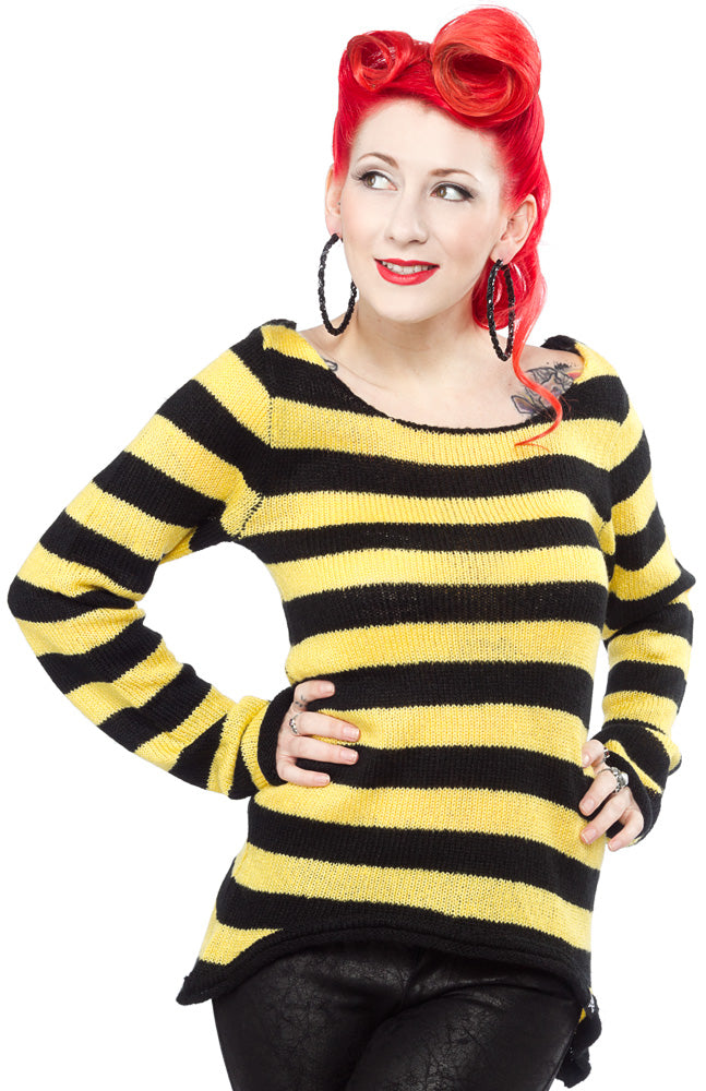 SOURPUSS BLACK AND YELLOW MOHAIR SWEATER  ----retired----12/29/2015 - The Sub
