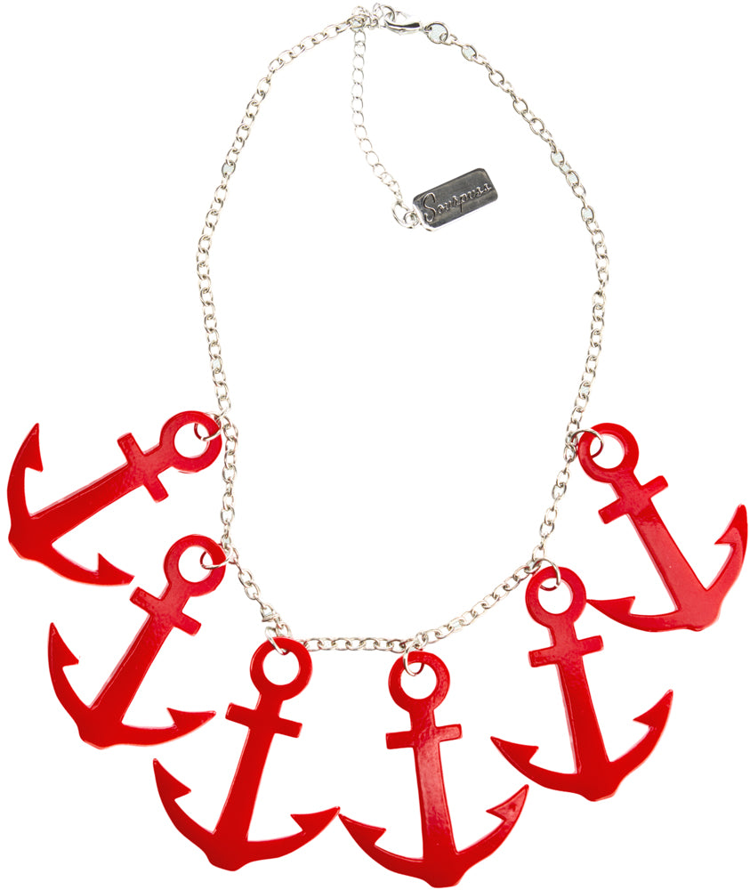 SOURPUSS ANCHORS AWEIGH NECKLACE RED  ----retired----02/16/2017----The Sub