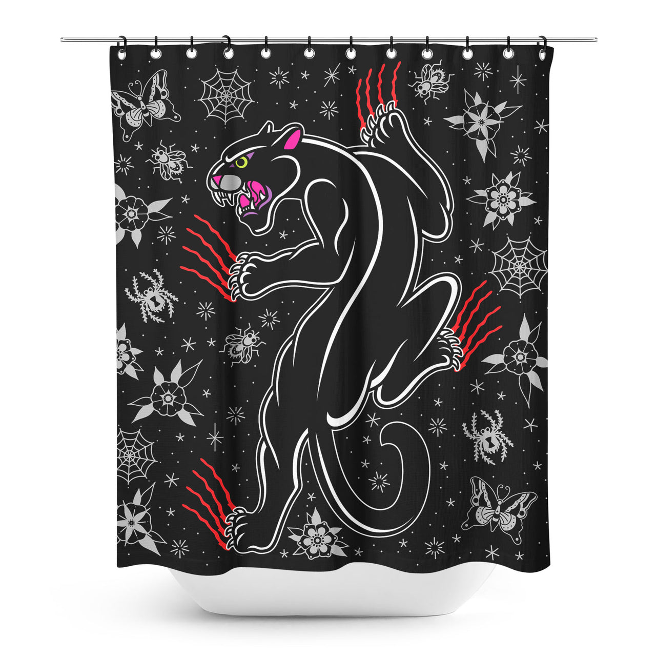 SOURPUSS CRAWLING PANTHER SHOWER CURTAIN ----- RETIRED 4/7/21