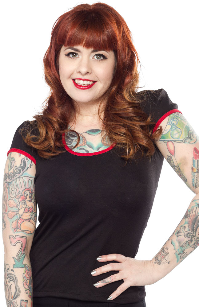 STEADY MINDY TOP BLACK/RED