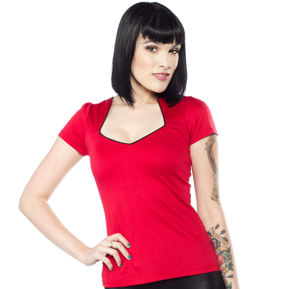 STEADY PIPED SOPHIA TOP RED
