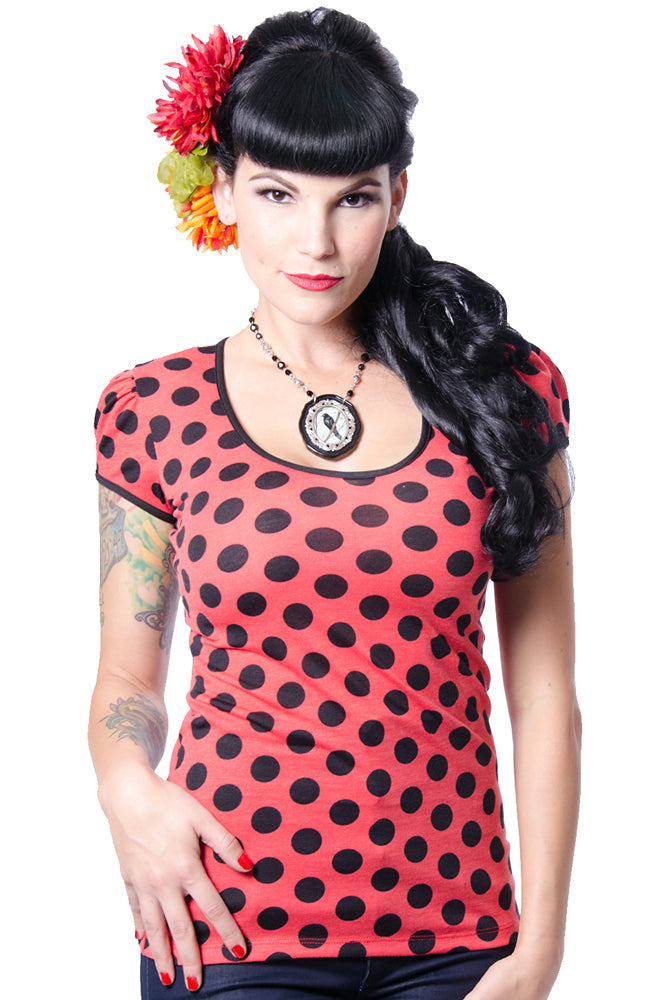 STEADY ROBYN TOP RED/BLK