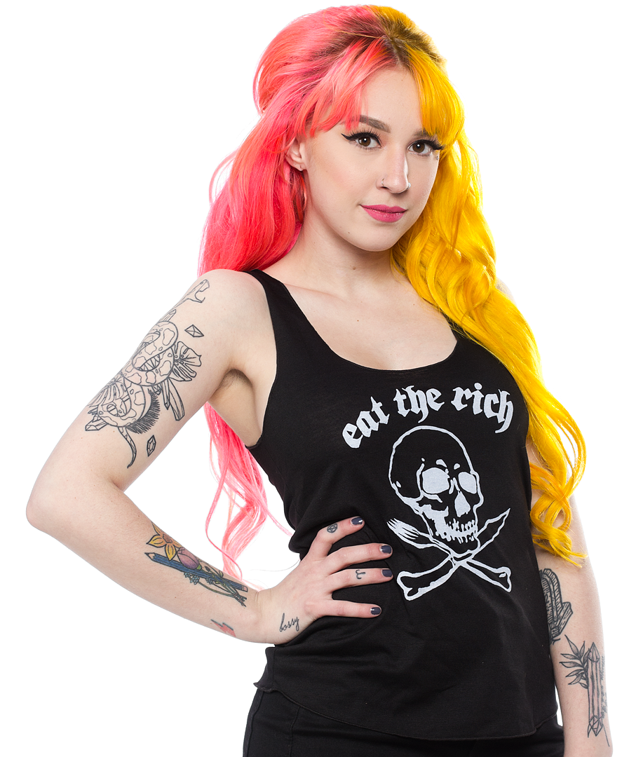 SWITCHBLADE STILETTO EAT THE RICH TANK TOP