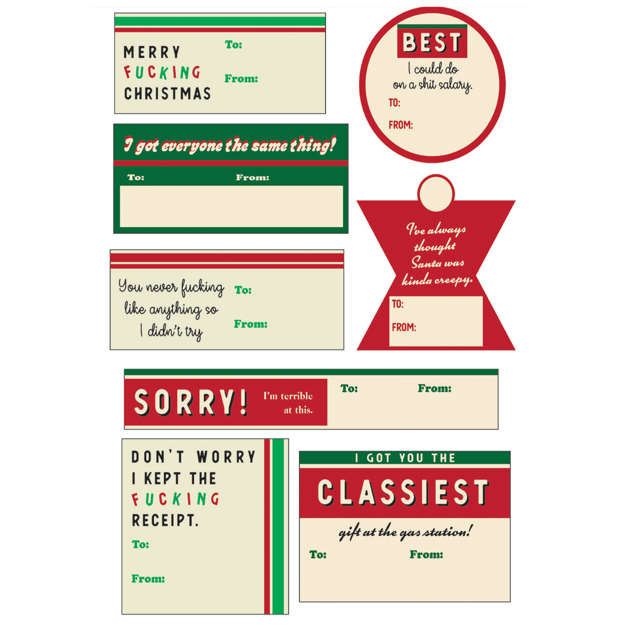 WHISKEY RIVER SOAP CO. TO BE HONEST HOLIDAY GIFT TAG STICKERS