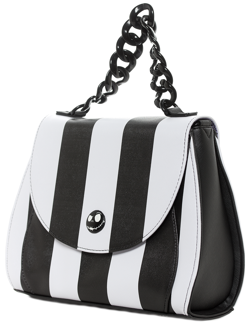 LOUNGEFLY THE NIGHTMARE BEFORE CHRISTMAS STRIPED CROSSBODY PURSE