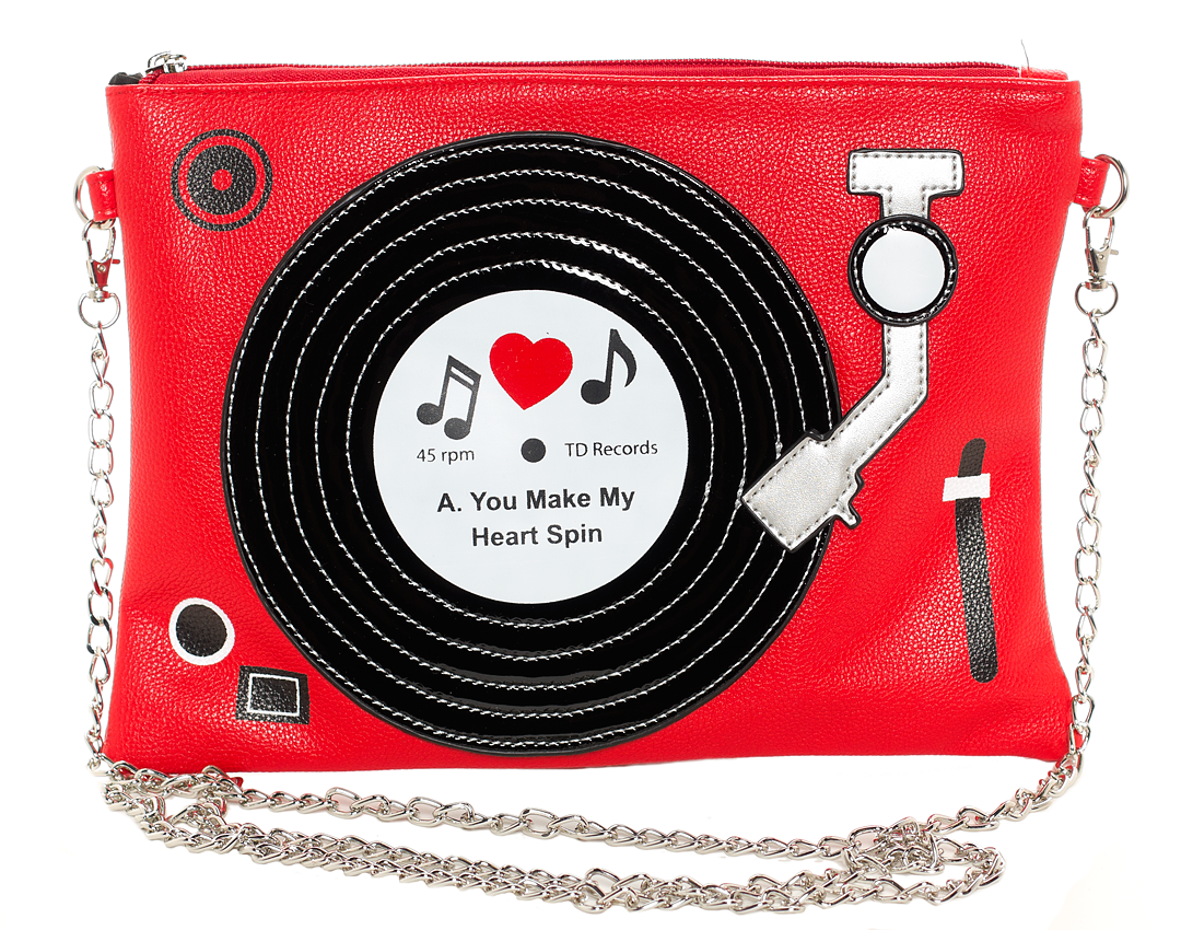 YOU MAKE MY HEART SPIN CLUTCH RED