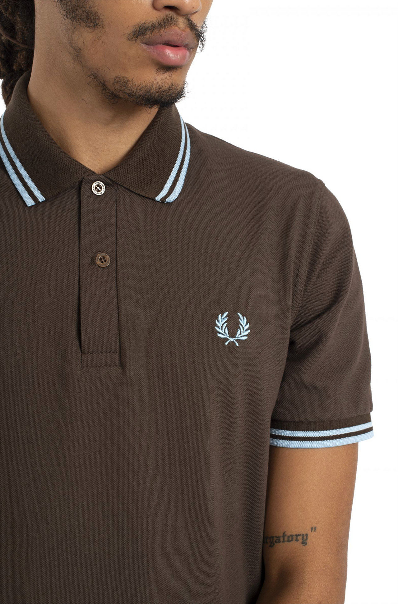 FRED PERRY TWIN TIPPED POLO CHOCOLATE/ICE