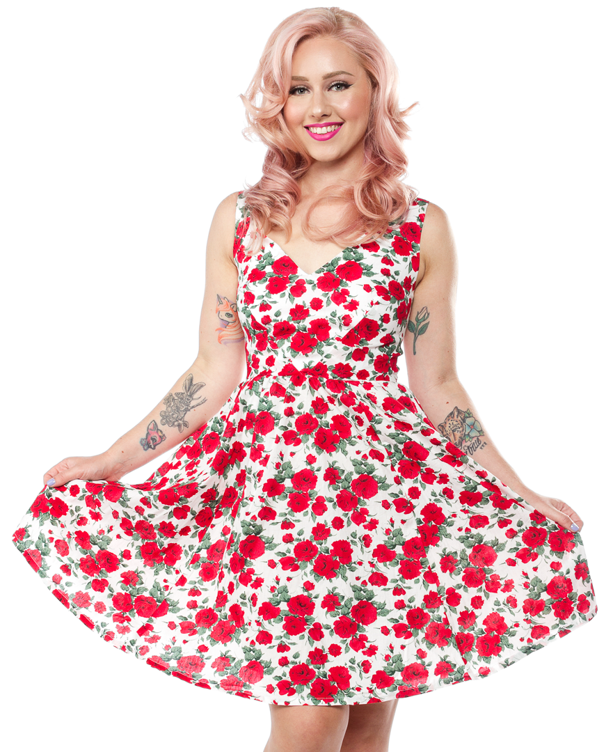WAX POETIC BED OF ROSES DRESS RED