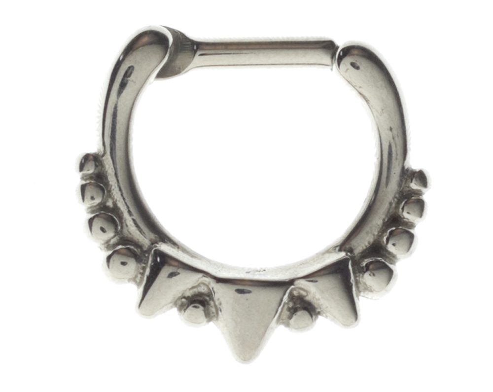 WILDCAT STEEL BASICLINE HINGED SPIKED SEPTUM RING SILVER